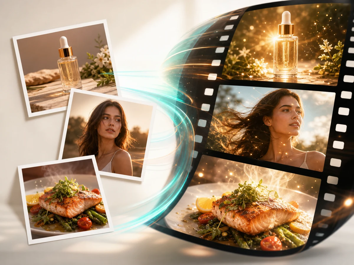 przykład ruchu produktu w zdjęcie na wideo AI